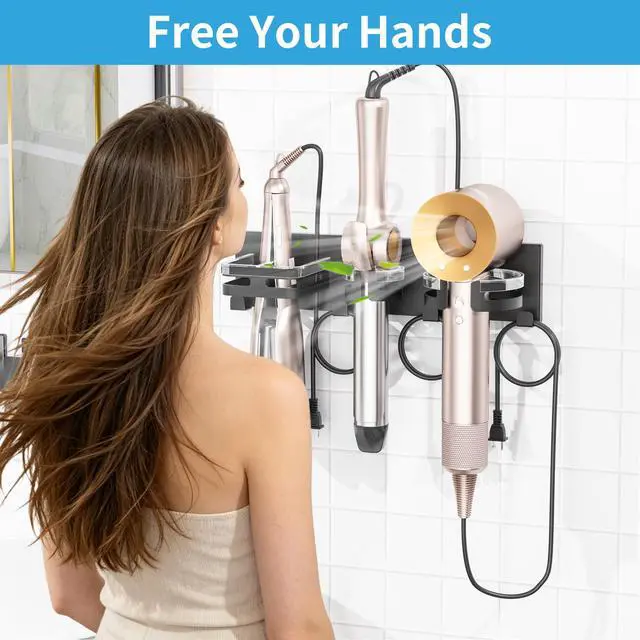 Alt view image 7 of 7 - Hair Dryer Holder Wall Mounted, Self-Adhesive or Drill Mount