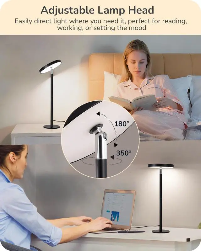Alt view image 3 of 7 - LED Table Lamp, Desk Lamp with 2 Adjustable Height, High CRI 90+