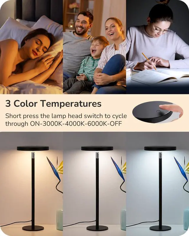 Alt view image 6 of 7 - LED Table Lamp, Desk Lamp with 2 Adjustable Height, High CRI 90+