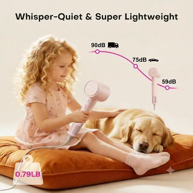 Alt view image 4 of 7 - High Speed Hair Dryer, Billion Plasma Ions Better Frizz Reduce and Hair Protect, Ionic Blow Dryer Ultra Fast Drying, Low Noise & Lightweight Hair Dryer for Women, Heat-Control Blow Dryer for Travel