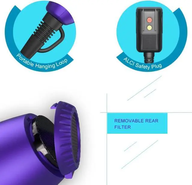 Alt view image 3 of 7 - Lightweight Ionic Hair Dryer with Diffuser, Professional Salon Style