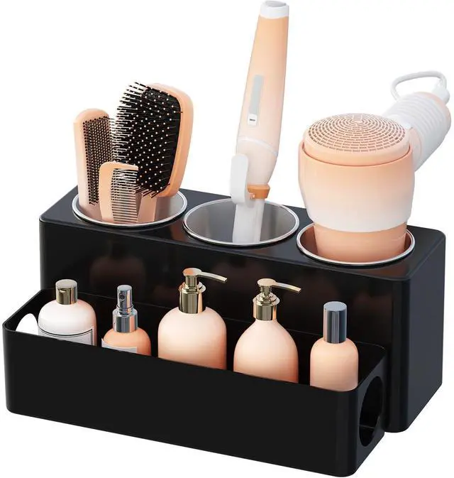 Main image of Hair Tool Organizer Dryer Holder Countertop with 3 Cups, Black