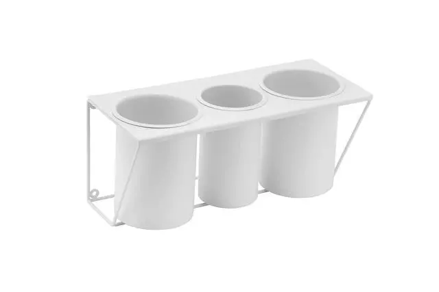Alt view image 4 of 6 - Wall Mount Hair Dryer Holder Hair Styling Product Care Tool Organizer Bath Supplies Accessories Tray Stand Storage Bathroom Steel (White) MK470A