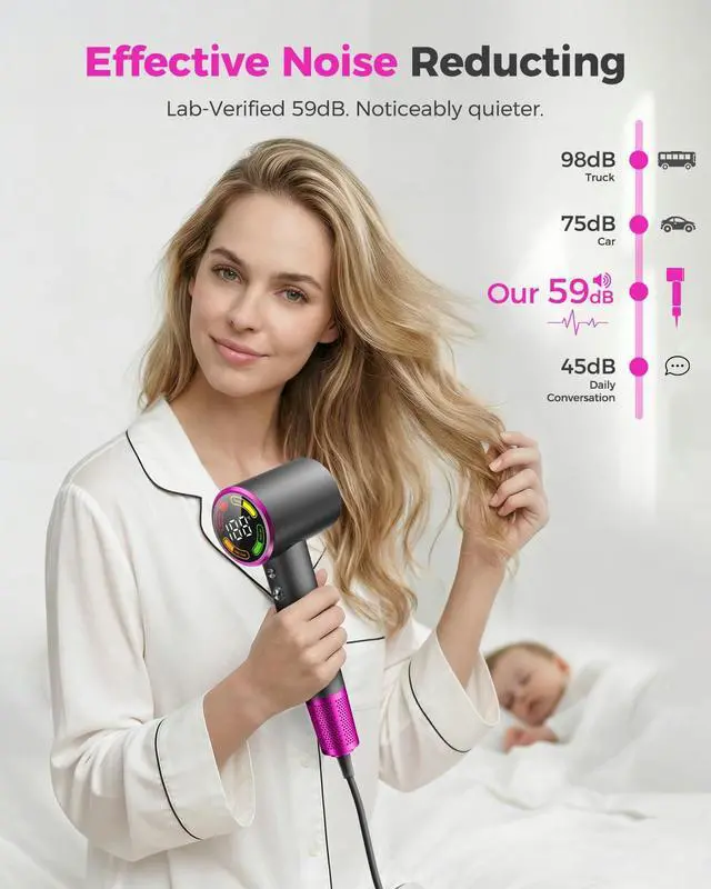 Alt view image 5 of 7 - High-Speed Hair Dryer with Diffuser, Ionic Blow Dryer, Gray