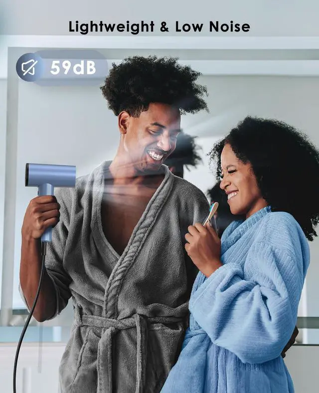Alt view image 5 of 7 - Ionic Hair Dryer, High-Speed Blow Dryer - 150,000 RPM Brushless Motor, 500 Million Negative Ions, Ultra-Light & Small, Smart Temp Control, Quiet Hairdryer for Women, Ideal for Travel, Home