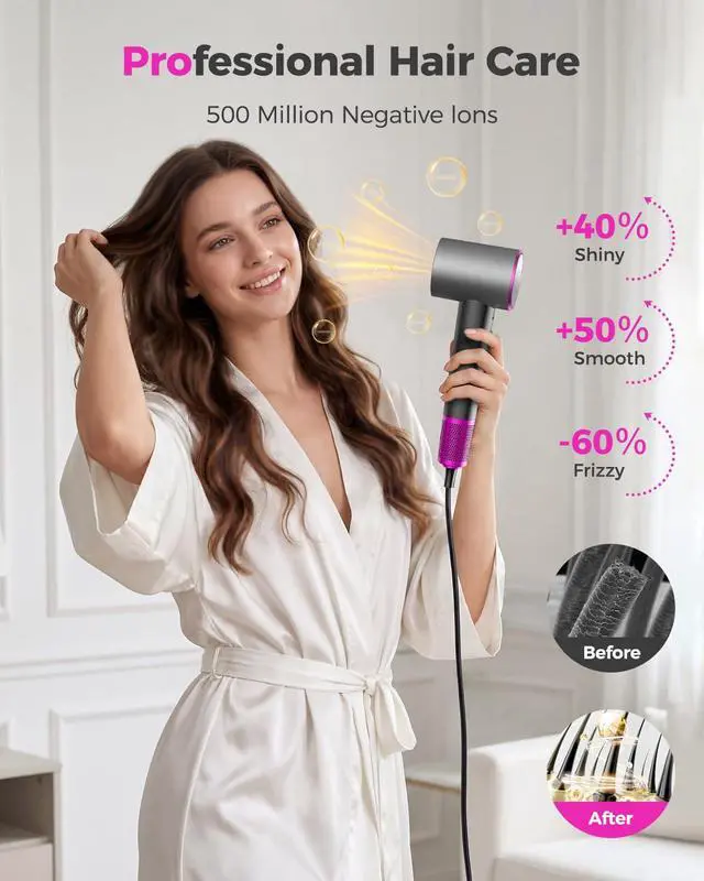 Alt view image 4 of 7 - High-Speed Hair Dryer with Diffuser, Ionic Blow Dryer, Gray