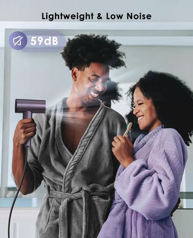 Alt view image 5 of 7 - Ionic Hair Dryer, High-Speed Blow Dryer - 150,000 RPM Brushless Motor, 500 Million Negative Ions, Ultra-Light & Small, Smart Temp Control, Quiet Hairdryer for Women, Ideal for Travel, Home