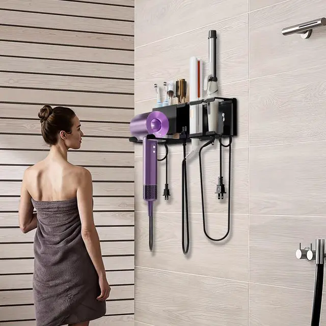 Alt view image 2 of 7 - Hair Dryer Holder, Wall Mounted, Black