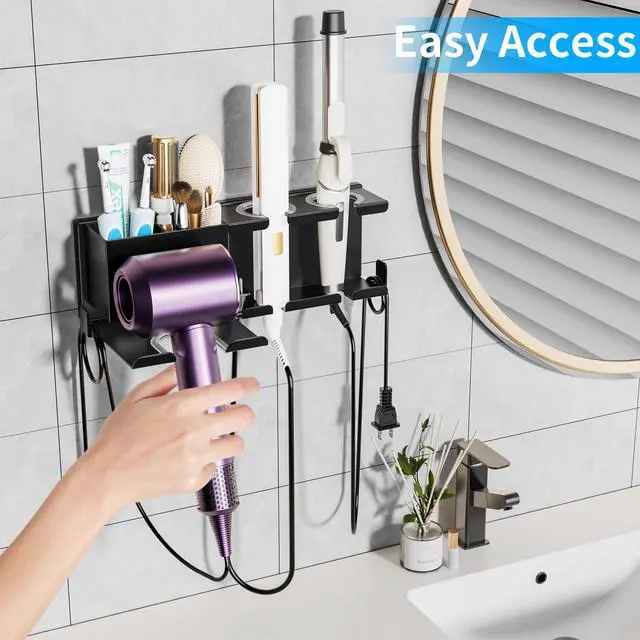 Alt view image 3 of 7 - Hair Dryer Holder, Wall Mounted, Black