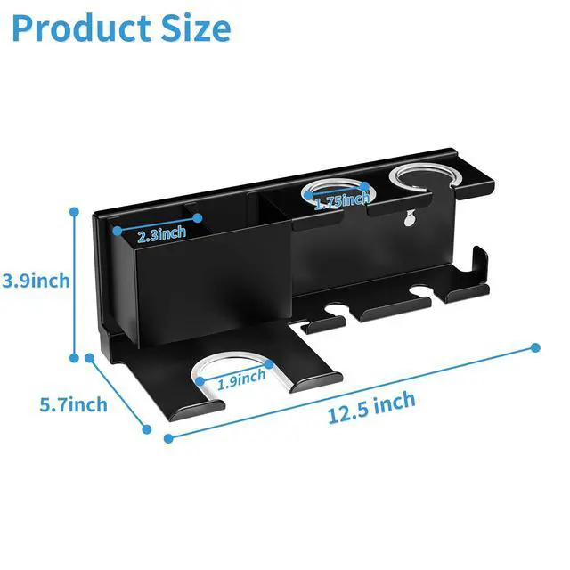 Alt view image 6 of 7 - Hair Dryer Holder, Wall Mounted, Black