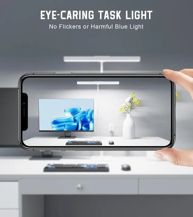 Alt view image 4 of 7 - LED Desk Lamp for Home Office with Base, Eye-Caring Desk Light 12W, White