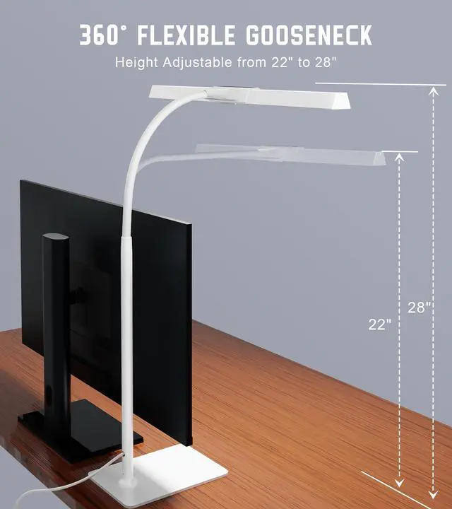 Alt view image 6 of 7 - LED Desk Lamp for Home Office with Base, Eye-Caring Desk Light 12W, White