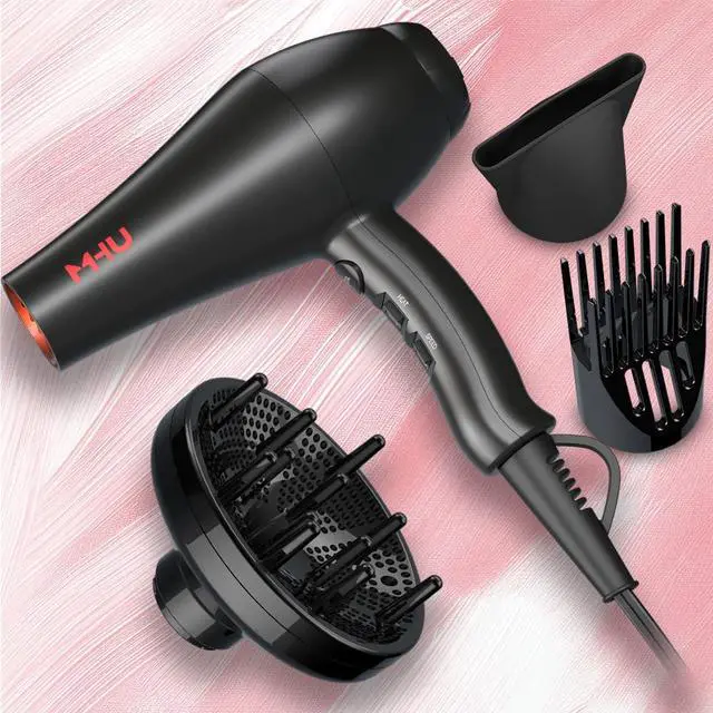 Alt view image 5 of 7 - 1875W Far Infrared Hair Dryer | Powerful AC Motor Blow Dryer Fast Drying | 2 Speed 3 Heat with Cool Shot | ETL Certified with ALCI Safety Plug | Concentrator & Diffuser & Comb | 2.65M Long Cord, Black
