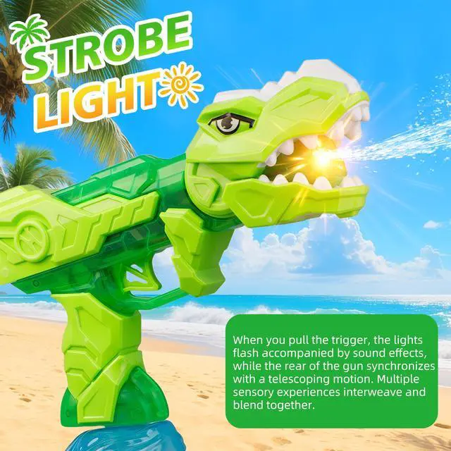 Alt view image 3 of 5 - Electric Water Gun 2 Pack for Adults and Kids, Light Up Automatic Squirt Gun Watergun 26 FT Long Range, Dinosaur Toys Water Gun for Kids Squirt for Summer Outdoor Theme Party
