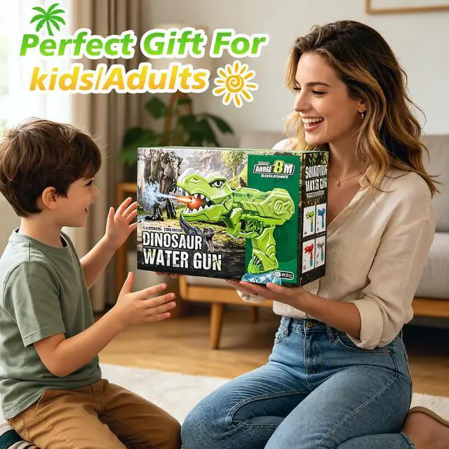 Alt view image 5 of 5 - Electric Water Gun 2 Pack for Adults and Kids, Light Up Automatic Squirt Gun Watergun 26 FT Long Range, Dinosaur Toys Water Gun for Kids Squirt for Summer Outdoor Theme Party