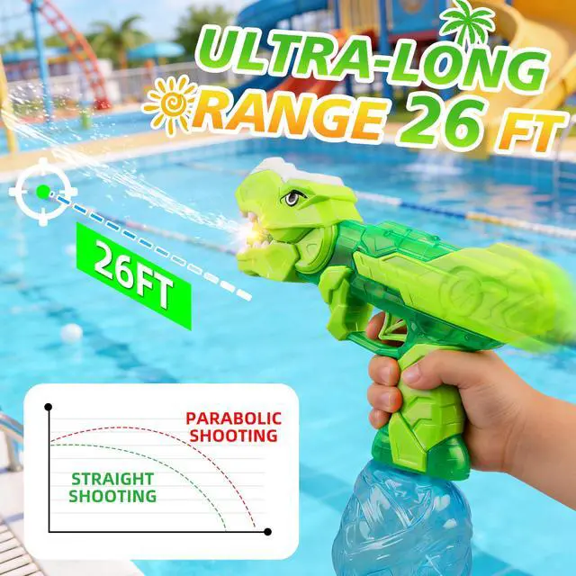 Alt view image 2 of 5 - Electric Water Gun 2 Pack for Adults and Kids, Light Up Automatic Squirt Gun Watergun 26 FT Long Range, Dinosaur Toys Water Gun for Kids Squirt for Summer Outdoor Theme Party