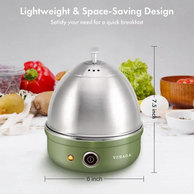 Alt view image 4 of 7 - Electric Egg Cooker, Rapid Egg Boiler with Auto Shut Off for Soft, Medium, Hard Boiled, Poached, Steamed Eggs, Vegetables and Dumplings, Stainless Steel Tray with 7-Egg Capacity (Green)