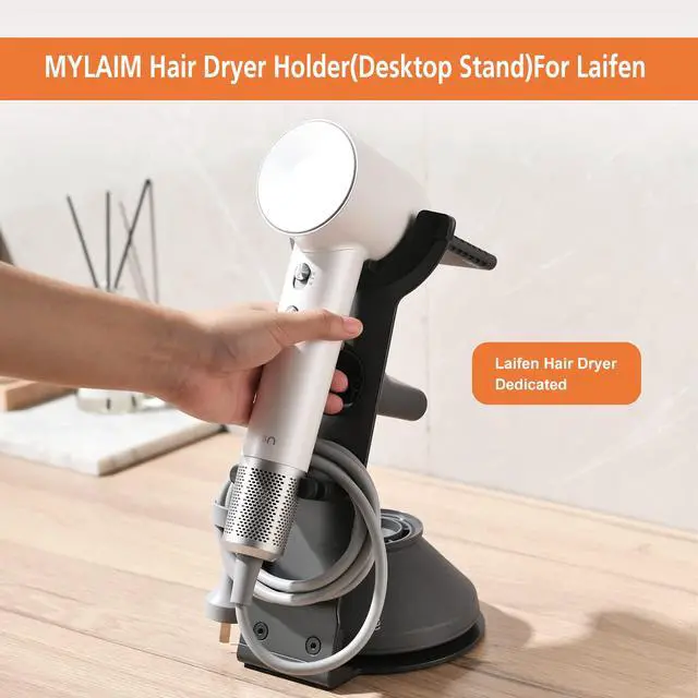 Alt view image 2 of 7 - Laifen Hair Dryer Stand, Extra Tall Countertop Blow Dryer Holder with Weighted Base for Cord Protection, Sturdy Carbon Steel Matte Black (Fits Laifen)