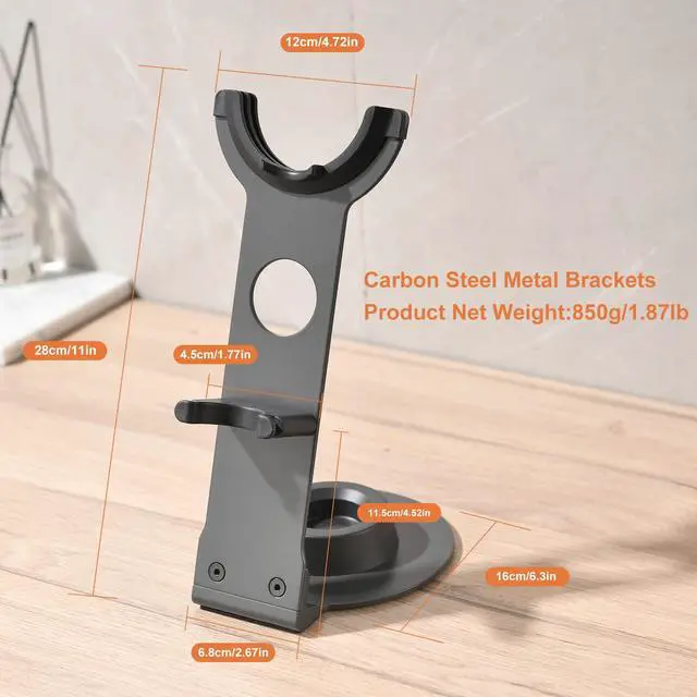 Alt view image 4 of 7 - Laifen Hair Dryer Stand, Extra Tall Countertop Blow Dryer Holder with Weighted Base for Cord Protection, Sturdy Carbon Steel Matte Black (Fits Laifen)