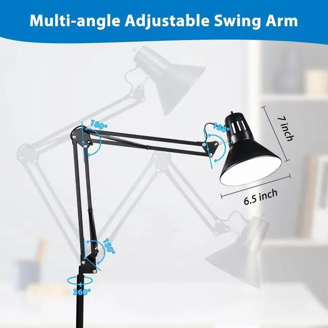 Alt view image 2 of 6 - Swing Arm Desk Lamp for Home Office 360°Adjustable