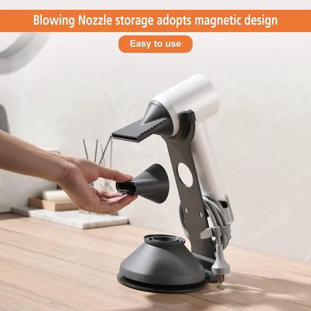 Alt view image 6 of 7 - Laifen Hair Dryer Stand, Extra Tall Countertop Blow Dryer Holder with Weighted Base for Cord Protection, Sturdy Carbon Steel Matte Black (Fits Laifen)