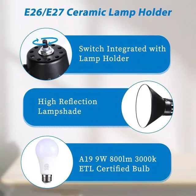 Alt view image 3 of 6 - Swing Arm Desk Lamp for Home Office 360°Adjustable