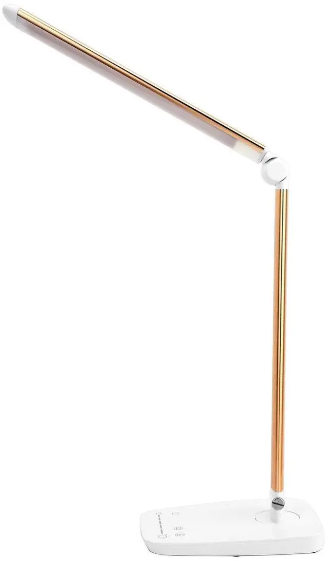 Main image of Dimmable LED Desk Lamp with USB Charging Port, Touch Control Foldable Gooseneck Free Rotation Adjustable Eye Care Table Lamp, Bedside Reading Light with UL AC Adapter (Pink Gold)