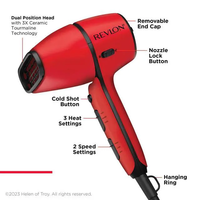 Alt view image 5 of 6 - Airflow Control Hair Dryer with Diffuser - 1875W Blow Dryer Head Rotates 90° for Total Control, Wider Head for Less Drying Time, Reduces Frizz (Red)