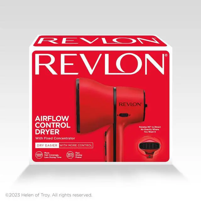 Alt view image 6 of 6 - Airflow Control Hair Dryer with Diffuser - 1875W Blow Dryer Head Rotates 90° for Total Control, Wider Head for Less Drying Time, Reduces Frizz (Red)