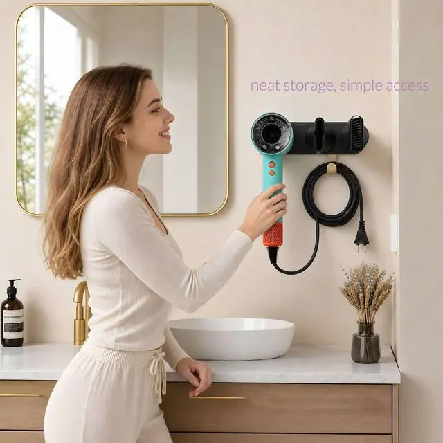 Alt view image 2 of 7 - Magnetic Hair Dryer Holder Wall Mount for Most High Speed Blow Dryer