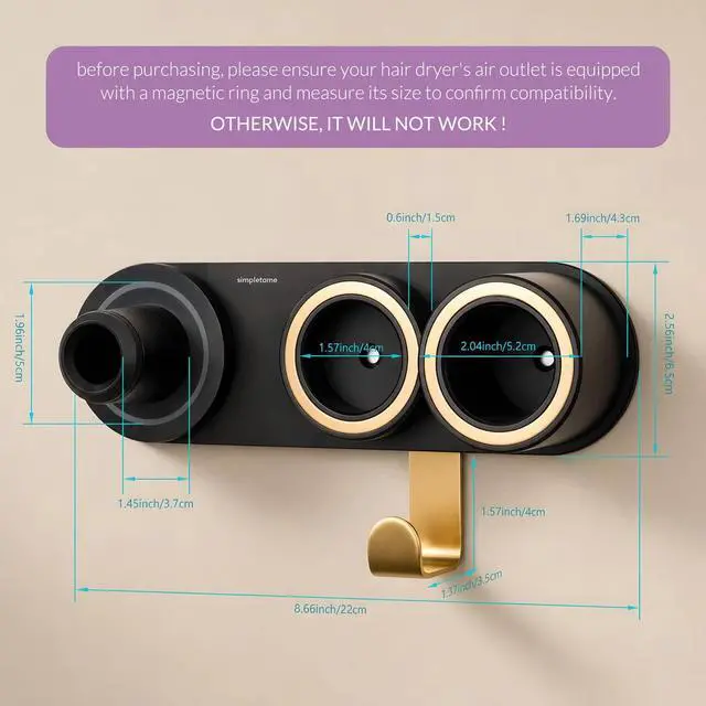 Alt view image 4 of 7 - Magnetic Hair Dryer Holder Wall Mount for Most High Speed Blow Dryer