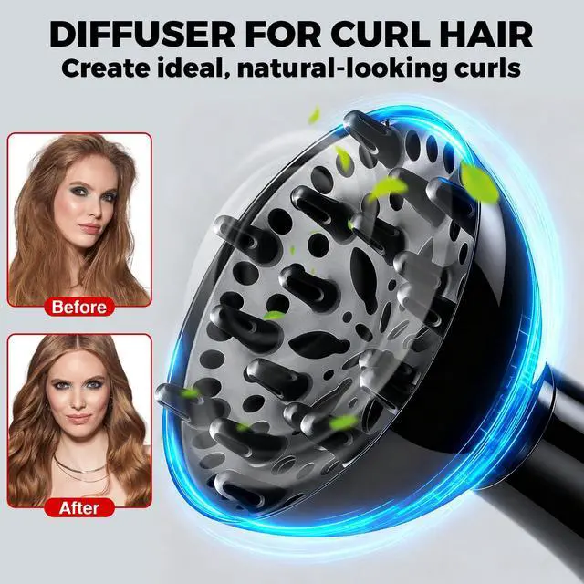 Alt view image 7 of 7 - 13Pcs Ionic Constant Temperature Hair Blow Dryer Kit - Lightweight, Low Noise, 1800W Professional Blowdryer Set for Women and Men