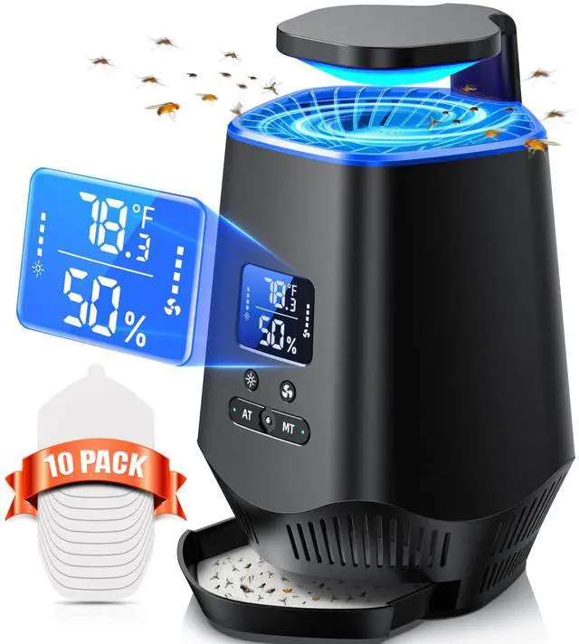 Main image of Fruit Fly Traps for Indoors, Smart Fly Trap Indoor Bug Zapper Gnat Traps for House Indoor with Temperature and Humidity Sensor, 10PCS Sticky Boards BK