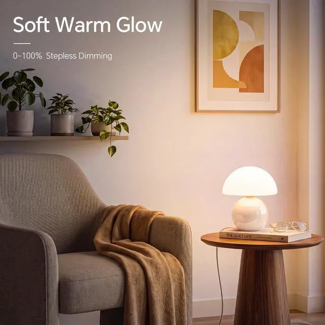 Alt view image 4 of 7 - Mushroom Lamp Table Lamp for Bedroom-Small Desk Table Lamps,White