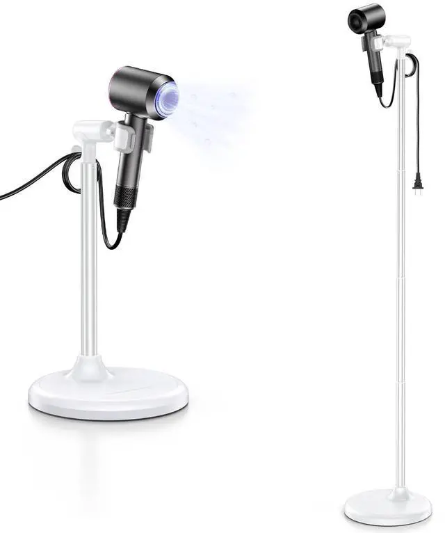 Main image of Hands-Free Hair Dryer Stand for Blow Dryers Hairdryer Holder for Families & Pet Grooming Bathroom Use Hair Dryer Holder with Anti-Slip Stable Base, Adjustable Height 16.7 - 50 Inch