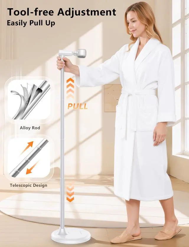 Alt view image 2 of 7 - Hands-Free Hair Dryer Stand for Blow Dryers Hairdryer Holder for Families & Pet Grooming Bathroom Use Hair Dryer Holder with Anti-Slip Stable Base, Adjustable Height 16.7 - 50 Inch