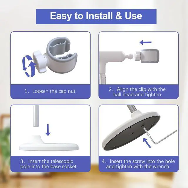 Alt view image 5 of 7 - Heavy Duty Hair Dryer Stand, 360° Rotating, Adjustable Height