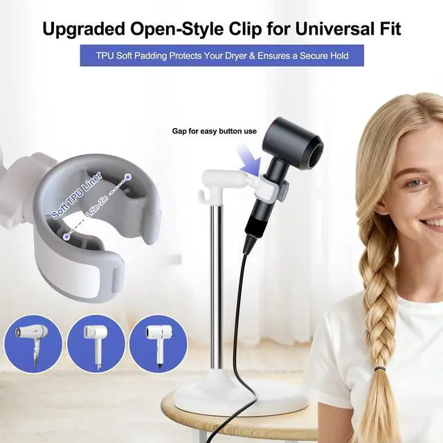 Alt view image 3 of 7 - Heavy Duty Hair Dryer Stand, 360° Rotating, Adjustable Height