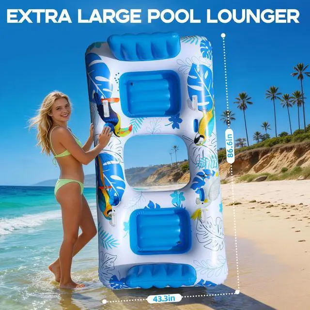 Alt view image 6 of 7 - 2 Person Inflatable Pool Float Adult,Extra Large Inflatable Float