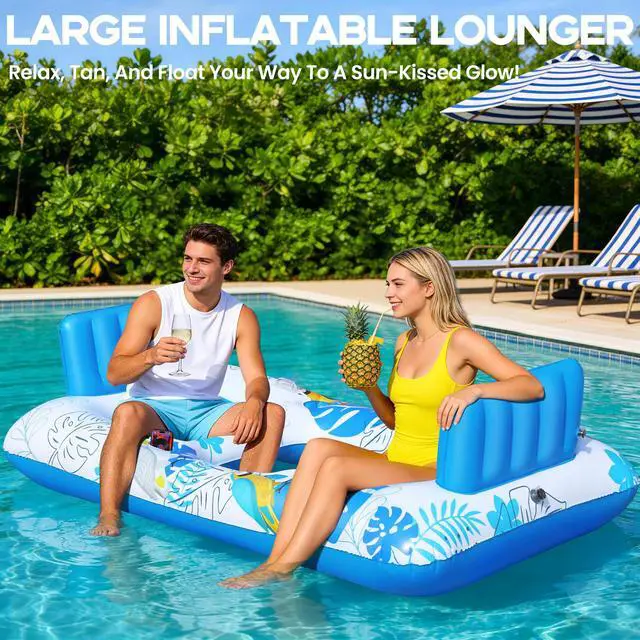 Alt view image 4 of 7 - 2 Person Inflatable Pool Float Adult,Extra Large Inflatable Float