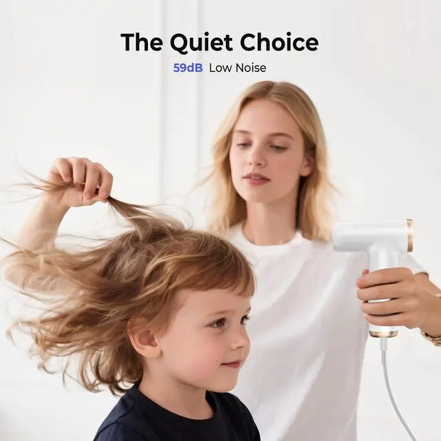 Alt view image 6 of 7 - Mini Hair Dryer, 4-Temp High Speed Ionic Hair Dryer, 2-Speed Lightweight Portable Small Hair Dryers, 110,000 RPM Hair Blow Dryer Travel Blow Dryer with Self-Cleaning & Advanced Protection