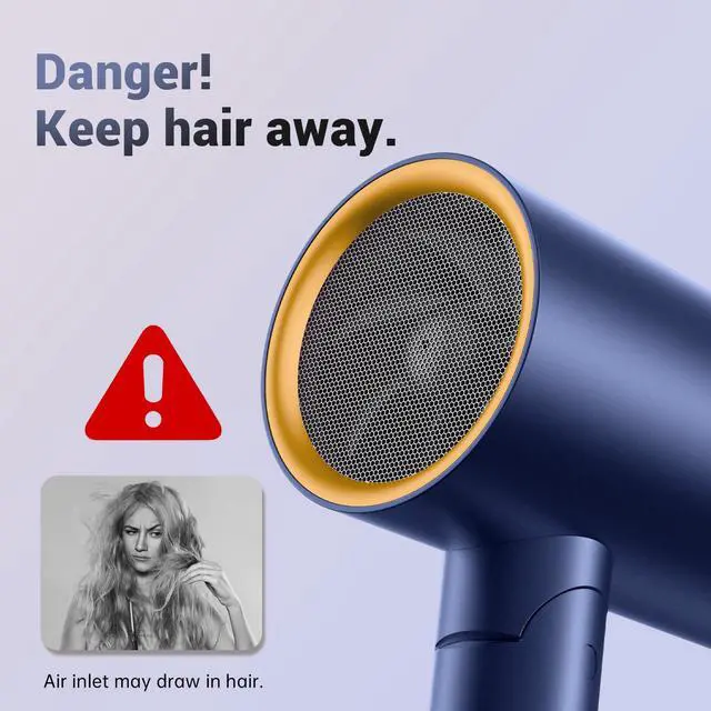 Alt view image 3 of 7 - Diffuser Hair Dryer for Curly Hair,1500W Fast Drying Blow Dryer with Diffuser for Women,Compact & Portable Negative Ion Hairdryer,Mini and Foldable Blowdryer Design for Travel(Blue)