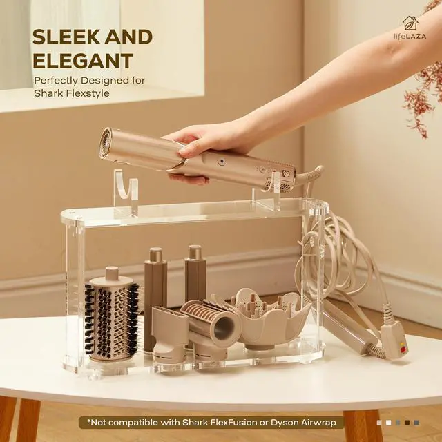 Alt view image 2 of 7 - Acrylic Holder and Organizer for Shark Flexstyle, Shark Hair Dryer Stand and Holder, Flex Style Countertop Organizer Storage for Flexstyle Attachments, Shark Hair Blower Styler Rack