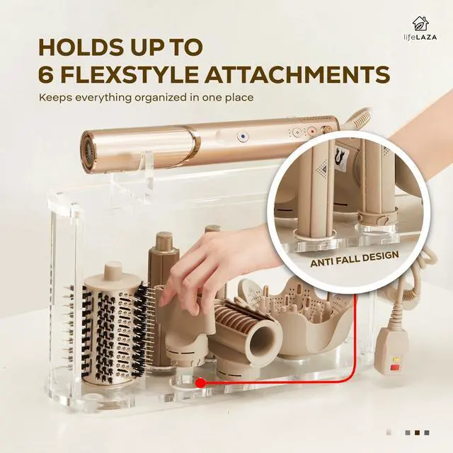 Alt view image 4 of 7 - Acrylic Holder and Organizer for Shark Flexstyle, Shark Hair Dryer Stand and Holder, Flex Style Countertop Organizer Storage for Flexstyle Attachments, Shark Hair Blower Styler Rack