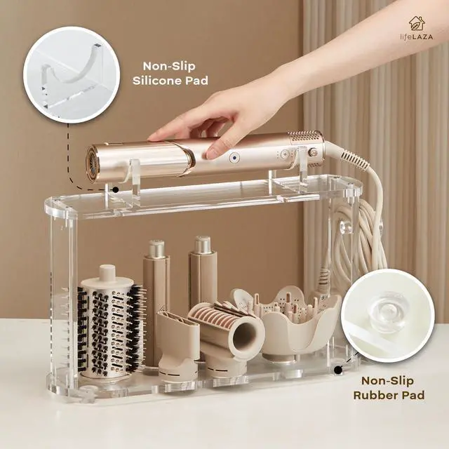 Alt view image 7 of 7 - Acrylic Holder and Organizer for Shark Flexstyle, Shark Hair Dryer Stand and Holder, Flex Style Countertop Organizer Storage for Flexstyle Attachments, Shark Hair Blower Styler Rack