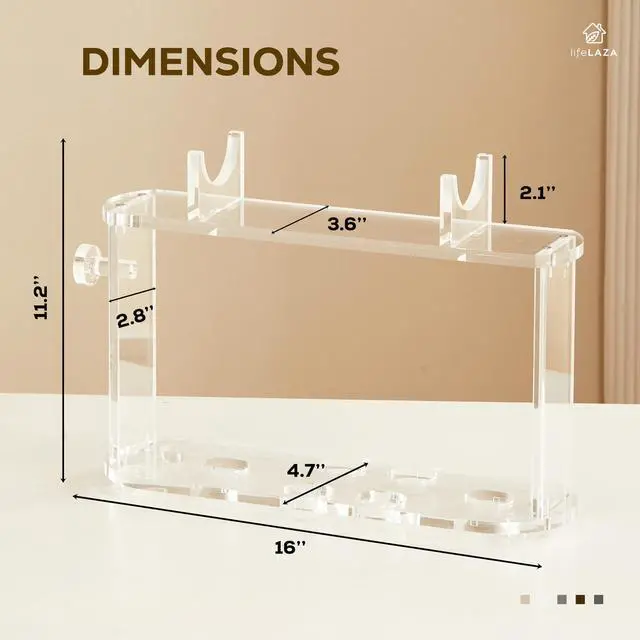 Alt view image 3 of 7 - Acrylic Holder and Organizer for Shark Flexstyle, Shark Hair Dryer Stand and Holder, Flex Style Countertop Organizer Storage for Flexstyle Attachments, Shark Hair Blower Styler Rack