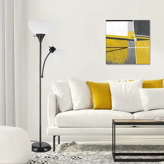 Alt view image 5 of 7 - 67135 72" Floor Lamp with Adjustable Reading Light, Bright, Easy-to-Assemble Torchiere for Bedroom, Living Room & Office - Space-Saving Slim Design