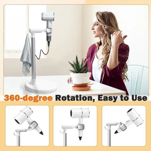 Alt view image 4 of 7 - Hair Dryer Stand Hands Free, 360-Degree Rotating Blow Dryer Stand
