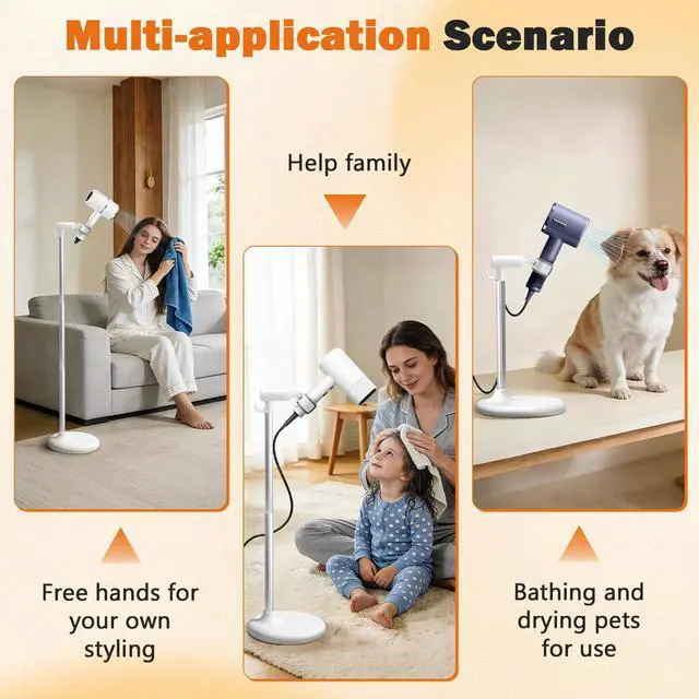 Alt view image 6 of 7 - Hair Dryer Stand Hands Free, 360-Degree Rotating Blow Dryer Stand