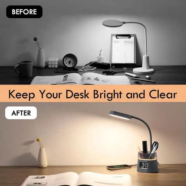 Alt view image 6 of 7 - LED Desk Lamp for College Dorm Room Essentials, 3 Modes,Touch, Gray